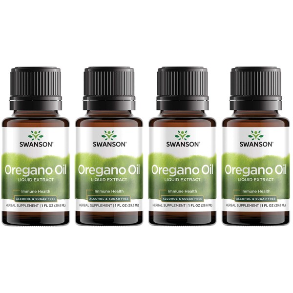 Swanson Oregano Oil Liquid Extract - Alcohol & Sugar Free 13 mg 1 fl oz Liq 4 Pack