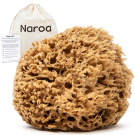 NAROA Natural Soft Loofah Sea Sponges for Bath & Shower | Scrunchie Body Puff Scrubber | Sustainable Eco Gift for Adults Men and Women (X Large)