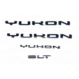 GMC Gloss Black Door Rear SLT Yukon Emblems Letters 2021-2024 GMC Yukon Yukon XL