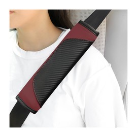 Yourkar 2PCS Car Seat Belt Cover, Soft Leather Safety Belt Neck Shoulder Strap Covers, Auto Seat Belt Protector Pads for A More Comfortable Driving, Universal Car Accessories (Black+Wine Red)