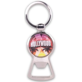 Hollywood Keychain Metal Bottle Opener and Key Ring California Souvenir