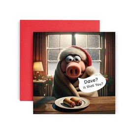 Huxters Funny Christmas Cards for Men and Him – Happy Christmas Pigs in Blanket for him and her Family Christmas Holiday – Dad Brother Son Uncle Sister Brother Uncle card