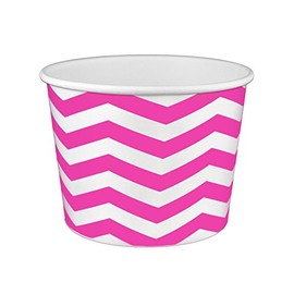 16 oz Yogurt Paper Cups- 1000 Count (Chevron-Pink)