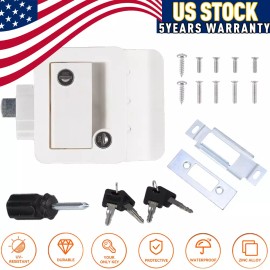 Gearzaar White) RV Paddle Entry Door Lock Latch Handle Knob Deadbolt For Camper Trailer