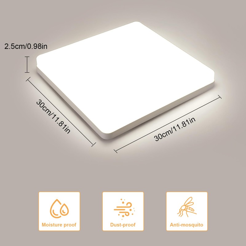 Comely LED Ceiling Light Flat 48 W, IP44 Waterproof Bathroom