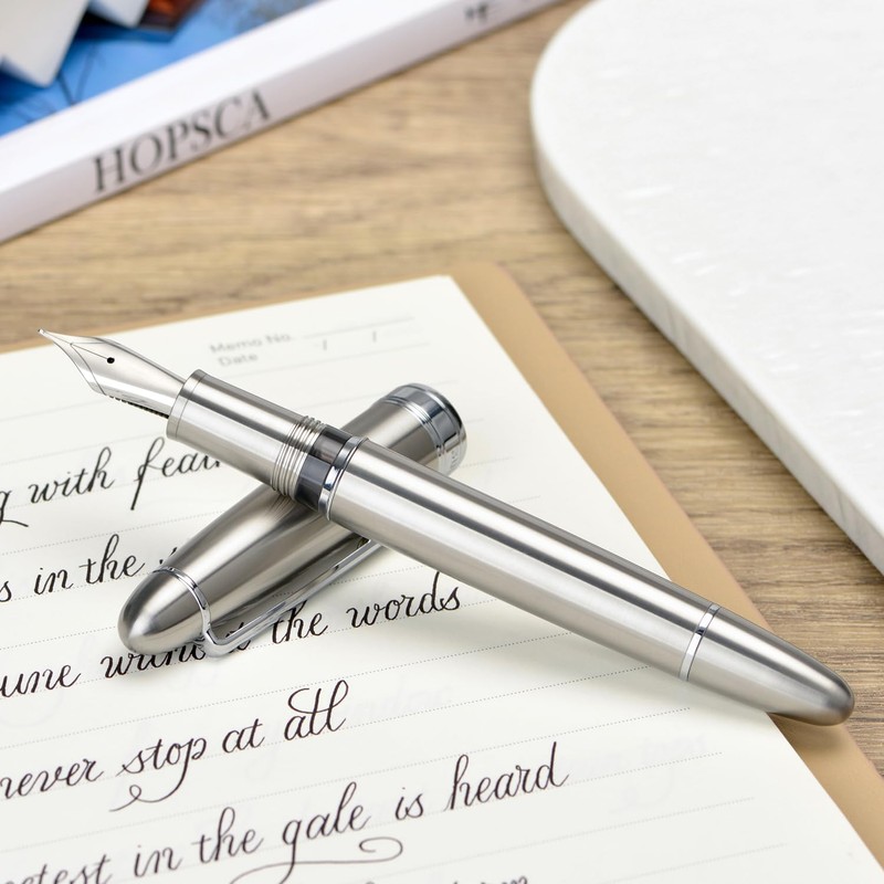 Asvine J16 Solid Titanium Fountain Pen Medium Jowo Nib Piston