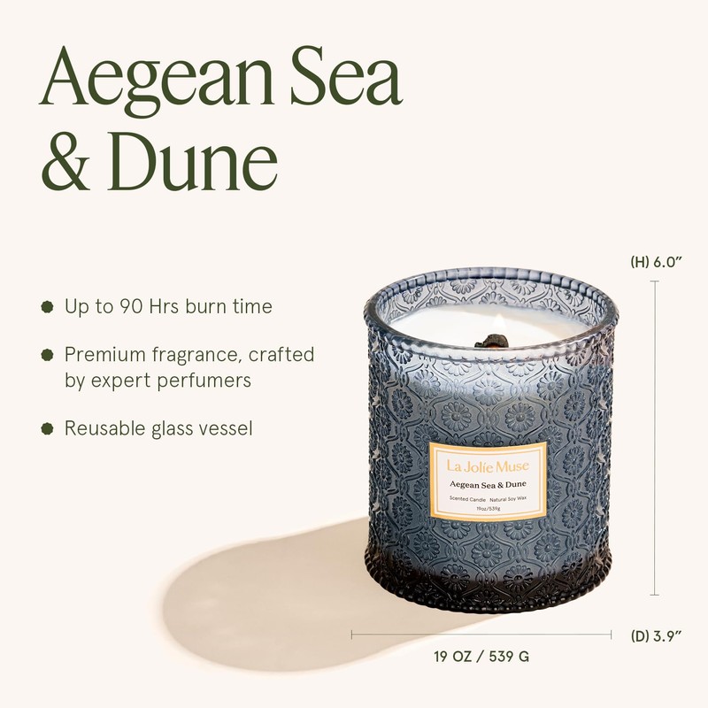 LA JOLIE MUSE Summer Marine Scented Candle, 19 Oz, Ocean