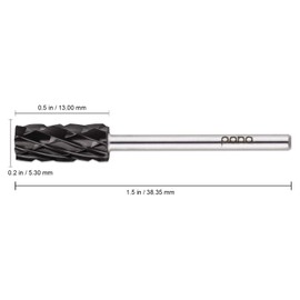 USA PANA Professional 3/32" Shank Size - Flat Top Small Barrel Carbide Bit - 5X Coarse Grit to Extra Fine Grit - Gold, Silver, DLC Black - Nail Drill Bit for Dremel Machine (5X Coarse, DLC Black)
