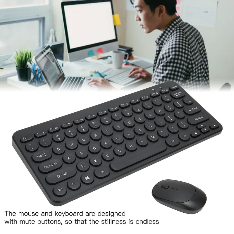 2.4G Wireless Keyboard Mouse Combo 78 Key Retro Round Keycap