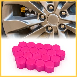 REPAIROCK 20 Pcs 19mm Pink Silicone Luminous Car Wheel Tyre Hub Screw Bolt Nut Cap Covers Auto Replacement Parts