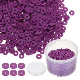 PATIKIL Clay Beads, 3000 Pcs Purple Heishi Beads 6mm Flat Polymer Clay Beads Friendship Bracelet DIY Kit with Elastic Cord for Jewelry Necklace Making