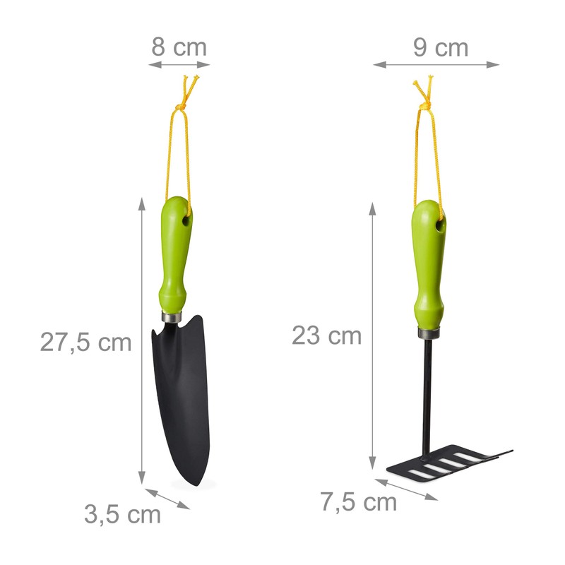 Relaxdays Garden tool set, 4 pieces, flower trowel, small rake,