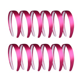 Hot Pink 1 Inch Satin Hard Headband (Set of 12)