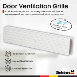 Steinberg14 Door Vent Cover - Two Sided Door Grille - Plastic Ventilation Grill - Door Vents for Interior Doors - Door Louver Vent - Door Air Vent Grill (White, 17.7x3.6 inch - with Screws)