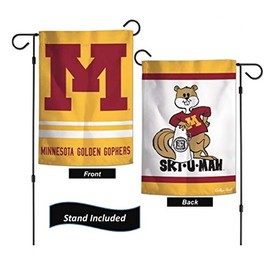 Minnesota Golden Gophers Garden Flag Set With Stand, Printed in the USA, 12.5" x 18" College Flag With Three Piece Steel Yard Flag Stand Holder (Vault)