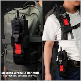 VIPERADE Walkie Talkie Bag, MOLLE Radio Holder, Adjustable Radio Holster for Vest, Walkie Talkie Holder Radio Holster for Belt, Multifunctional Radio Pouch Radio Bag - Red