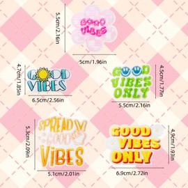 10 Pcs Good Vibes Iron on Patches Positive Affirmations Reminder Embroidered Sew On Patches for Jeans Hats Backpacks Vest Coat DIY Sewing (10pcs Good Vibes)
