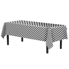 6 Pack - Premium Plastic Tablecloth 54in. x 108in. Rectangle Table Cover - Checkered - Exquisite
