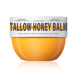 Organic Beef Tallow Honey Balm for Skin, Tallow Honey Balm for Face and Body, Natural Formula-100% Organic Grass Fed Beef tallow & Raw Wild honey, Ultra Moisturize for Dry & Sensitive Skin-3.53Oz