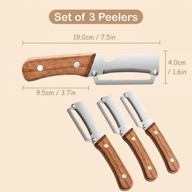 3pcs Potato Peeler, Kitchen Peeler and Vegetable Peeler, Easy Peelers with Wooden Handle, Multifunctional Vegetable Peeler, Orange Peeler Tool for Kitchen Use