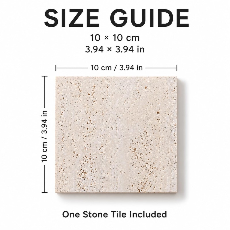 Artisanal Abode Travertine Display Tile, Single 3.94 Inch Square Stone