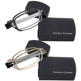 Success Eyewear Reading Glasses 2 Pair Readers Compact Folding Unisex Glasses for Reading Case