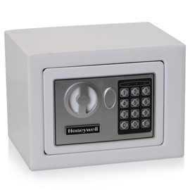 Honeywell Safes & Door Locks - Bolt Down Small Safe Box with Digital Lock for Home - Steel Security Electronic Lock Box - Cabinet & Door Design Safe with 2 Keys - 0.17-Cubic Feet - White - 5005W