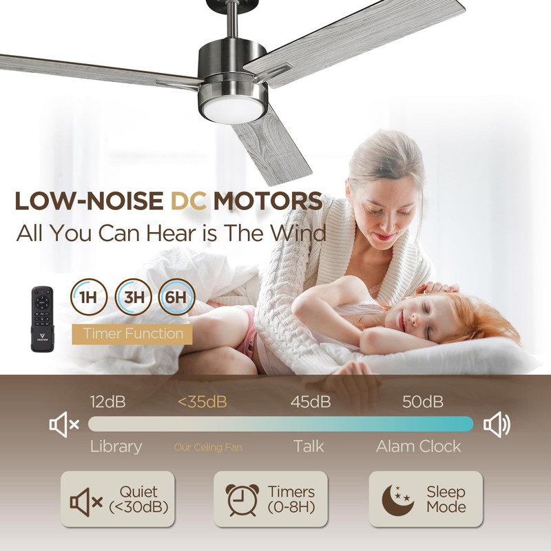 VAGIZM Ceiling Fan 52'' with Light: Modern Remote Control Fans