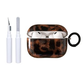 Reownest Compatible for AirPods Pro 2 Case Soft TPU with Cleaner Kit Cute Cool Amber Design Shockproof Keychain Cover for Girls Woman for Airpods Pro 2-Brown