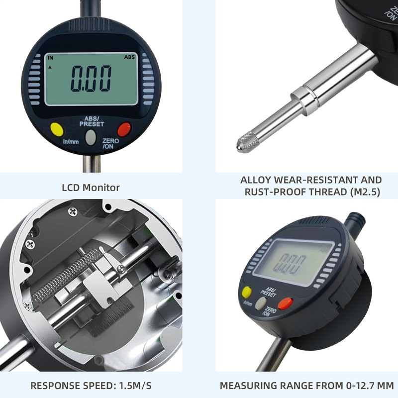 Electronic Digital Dial Gauge,with A Range of 0.5in/12.7mm and A