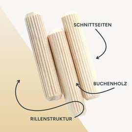 Estika Wooden dowels, 8 x 40 mm, wooden dowel set 400x, wooden dowels 8 mm, dowels, wooden plugs