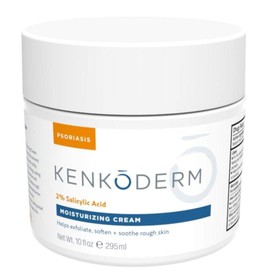 Kenkoderm Psoriasis Cream - Natural Moisturizing Face & Body Lotion with 2 Percent Salicylic Acid - Renewing Topical Formula for Dry & Sensitive Skin, Fragrance & Color Free, 10 oz., 1 Jar