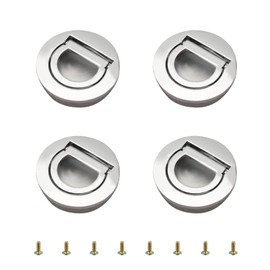 MOROBOR Round Pull Ring Embedded Handle 4 Pieces Hidden Tatami Handles Invisible Cabinet Door Furniture Hardware with Screws for Cabinet Wardrobe Drawer (Light Silver)