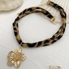 Leopard Print Scarf Necklace with Charm - Adjustable Animal Print