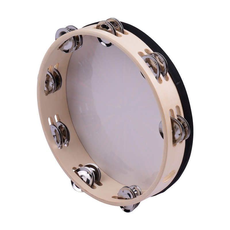 10 Inch Wooden Rdiant Tambourine Handbell Hand Drum with Double
