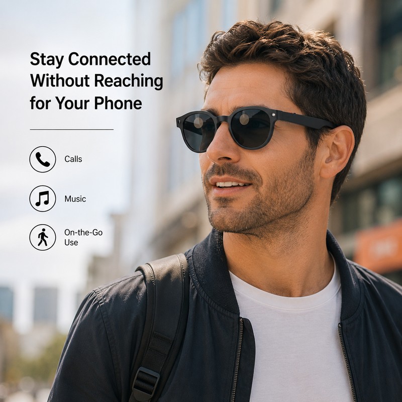 AI Smart Glasses for Calls and Music – Bluetooth Sunglasses