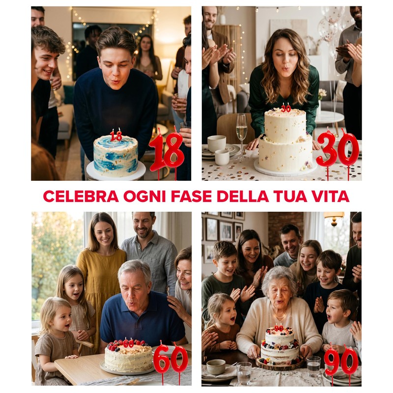 dekora - Candelina Compleanno Punto Interrogativo Rossa per Torta