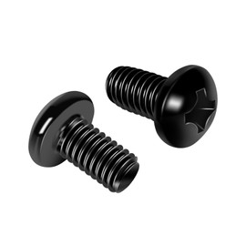 #10-24 x 1/4" Black Pan Head Cross Machine Screw, Stainless Steel 304 Electrical Outlet Screws, Full Thread, Black Finish, 50 PCS