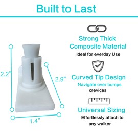 Walker Ski Glides (Pair) - Universal Fit, Heavy Duty Tennis Ball Slide Accessories for Seniors - Medical Walker Slider - Rubber Coaster Sock Covers - Durable Replacement Caps - Easy to Install (2)