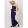 LaClef Womens Strapless Ruched Maternity Jumpsuit with Pockets, Medium, Navy