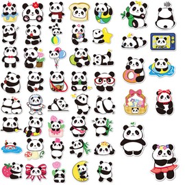 50 Pieces Panda Stickers, PVC Waterproof Panda Stickers, DIY Panda Stickers, Waterproof Stickers, Decoration, Panda Stickers, DIY Decoration for Laptops, Suitcases, Skis, Guitars