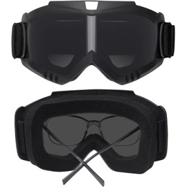 Tactical Paintball Airsoft Helmet with Adjustable Chin Strap Helmet Riding Goggles Glasses with Removable Face Mask