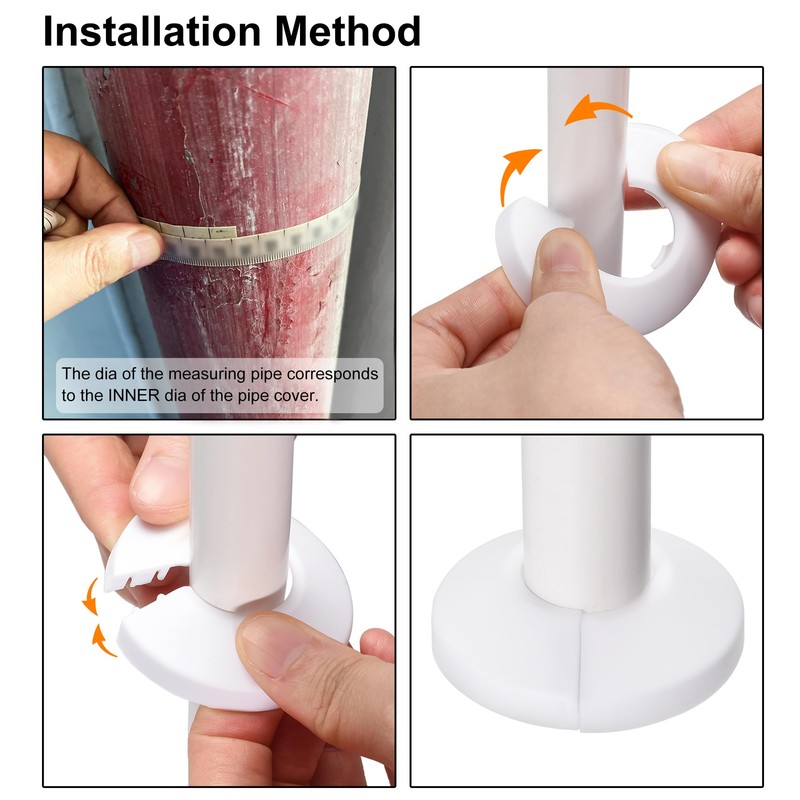 uxcell Pipe Cover Decoration, 110mm PP Plastic Escutcheon Water Pipe