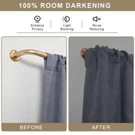 Wrap Around Curtain Rods 2 Pack for 84 to 134 Inches Windows, 1" Heavy Duty Room Darkening Drapery Rod with Sturdy Aluminum Base, Wall Mounted Ceiling Mounted Curved Curtains Rod, Brushed Gold