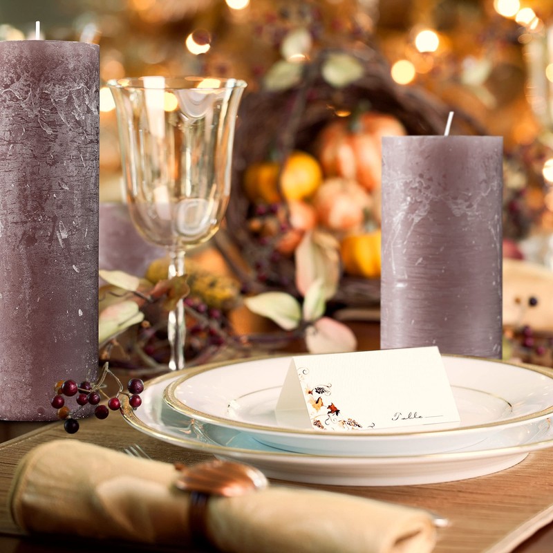 SPAAS Rustic Taupe Pillar Candles - 2.7" X 3" Decorative