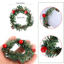 PEOVLVN 12 Pcs Christmas Napkin Rings, Napkin Rings Set of 12 Christmas Wreath with Red Berry Napkin Holder for Winter Christmas Thanksgiving Party Dinner Table Setting Decoration