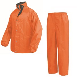 Koshin Rubber Rain Suit, Top and Bottom Set, Orange, Suitable Heights: 63.0 - 66.9 inches (160 - 170 cm), Suitable Chest Circumference: 35.4 - 38.6 inches (90 - 98 cm), Suitable Waist 30.7 - 34.6