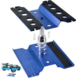 Rc Car Stand with Lit Lower Adjustable & 360'Rotatable, Rc Stand Repair Station with Shock Holder for TraxxasTRX4 Arrma Losi Axial Hsp Hbx Mix Wltoys, Wrenching On 1/8 1/10 1/12 1/14 Rc Rig Blue