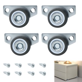 Pack of 4 Ball Castors for Furniture, Furniture Castors, Small Fixed Castors, Universal Quiet Castors for Furniture with Screws for Floor Drawers, Tool Boxes, Furniture, Table, Cabinet, Kitchen