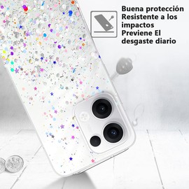 ASJDY Funda para OPPO Reno 13 5G Case,Suave Antiarañazos,Concha de Purpurina Transparente